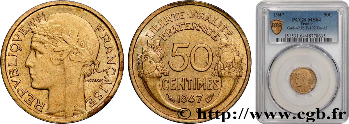 50 centimes Morlon 1947  F.192/19 SPL64 PCGS