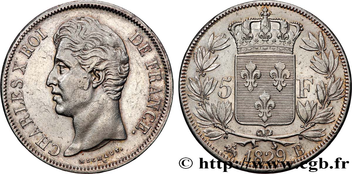 5 francs Charles X, 2e type 1829 Rouen F.311/28 TTB+ 