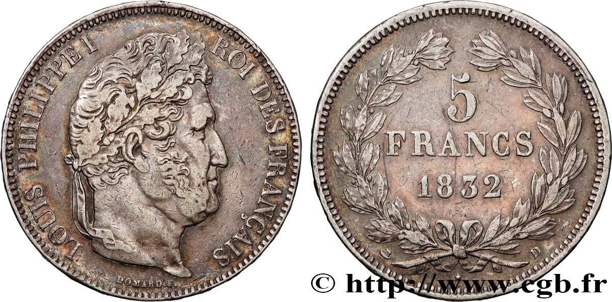 5 francs IIe type Domard 1832 Lyon F.324/4 XF 