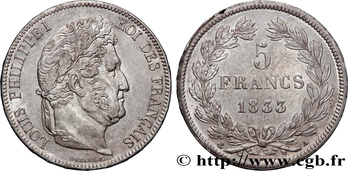 5 francs IIe type Domard 1833 Paris F.324/14 q.SPL 