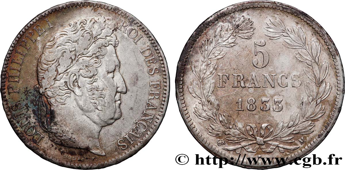 5 francs IIe type Domard 1833 Toulouse F.324/23 SS 