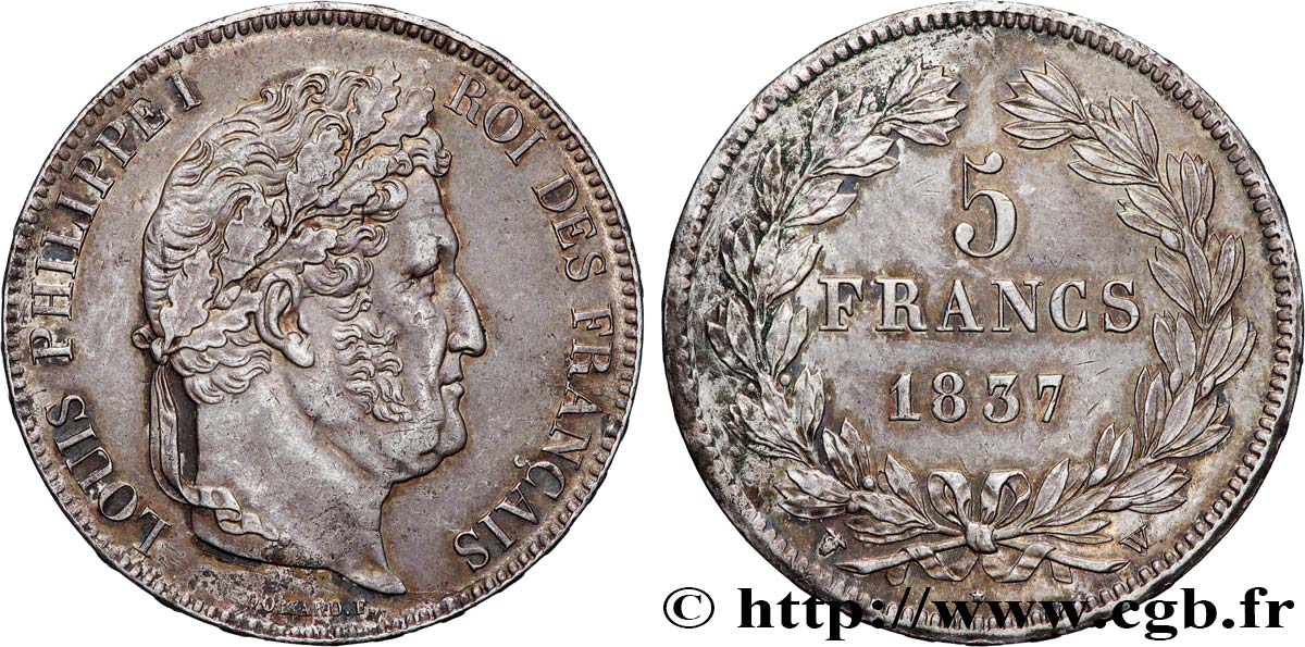 5 francs IIe type Domard 1837 Lille F.324/67 SS 