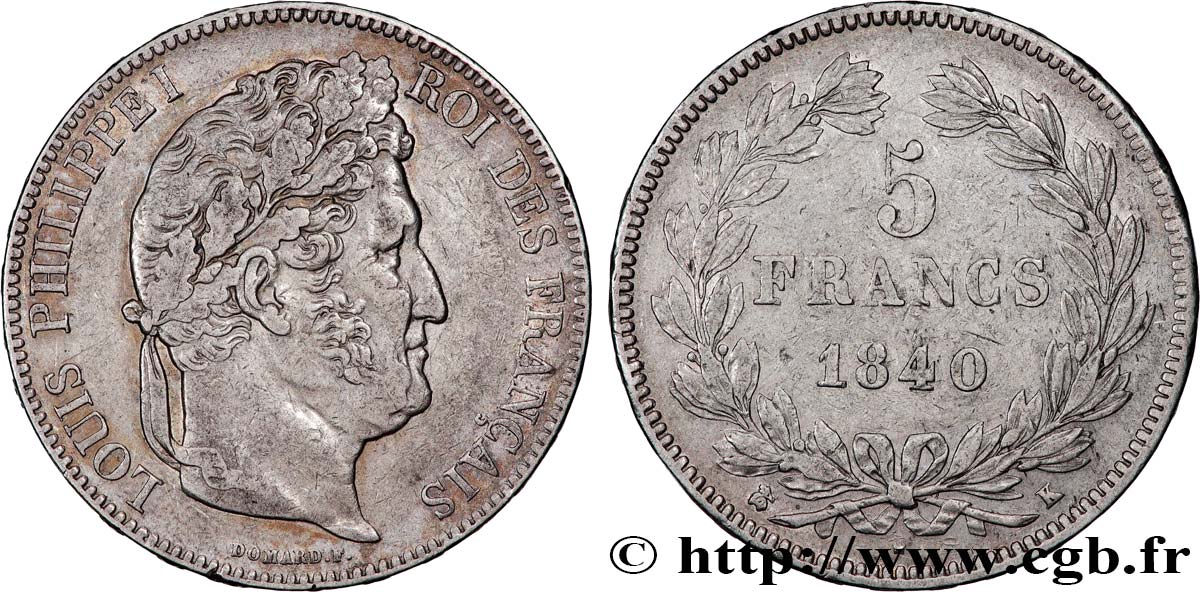 5 francs IIe type Domard 1840 Bordeaux F.324/87 BB 