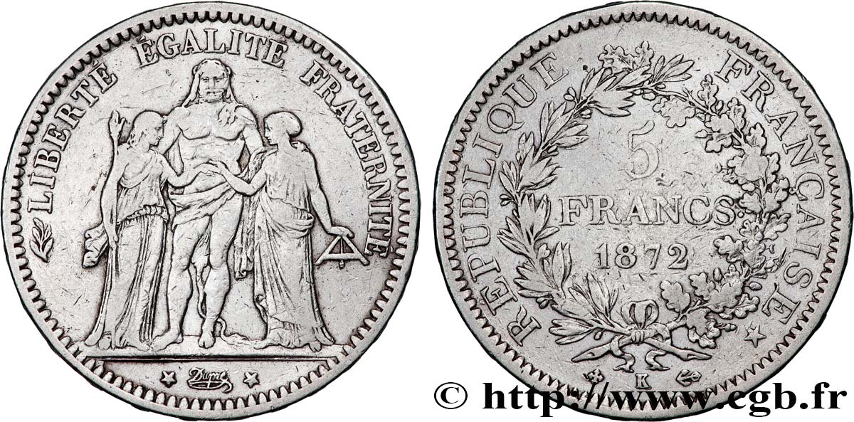 5 francs Hercule 1872 Bordeaux F.334/8 TB 