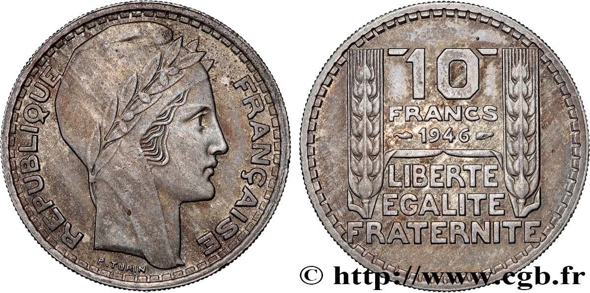 10 francs Turin, grosse tête, rameaux longs 1946 Paris F.361/3 AU 