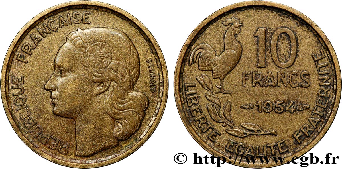 10 francs Guiraud 1954  F.363/10 VF 