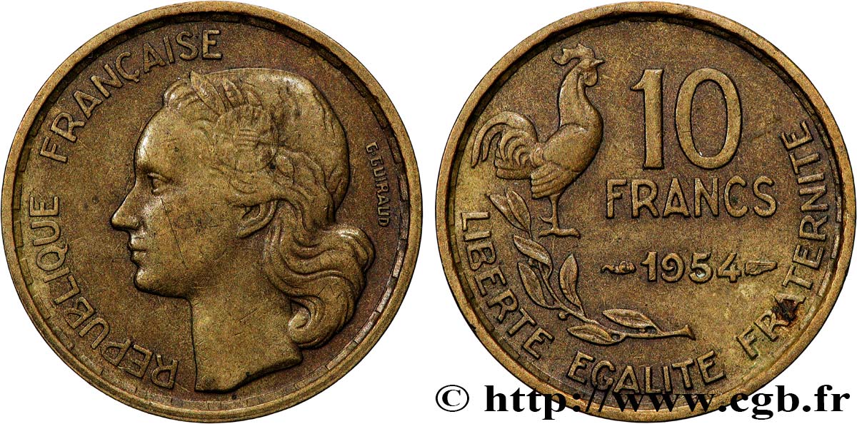 10 francs Guiraud 1954  F.363/10 VF 