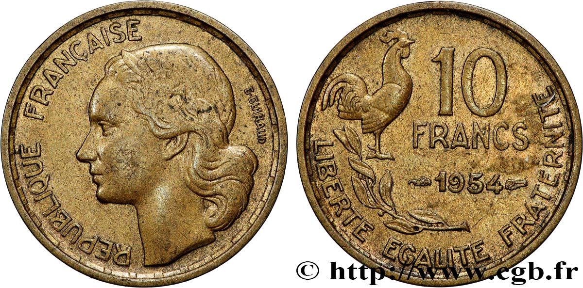 10 francs Guiraud 1954  F.363/10 VF 