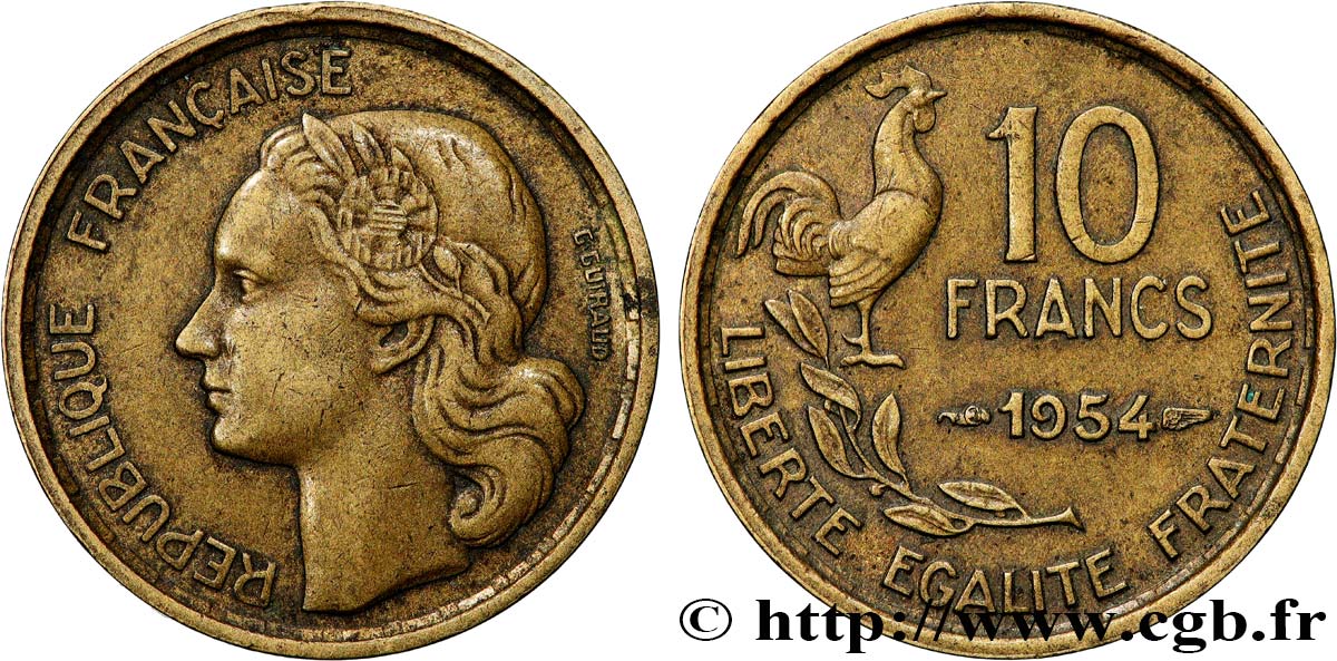 10 francs Guiraud 1954  F.363/10 VF 