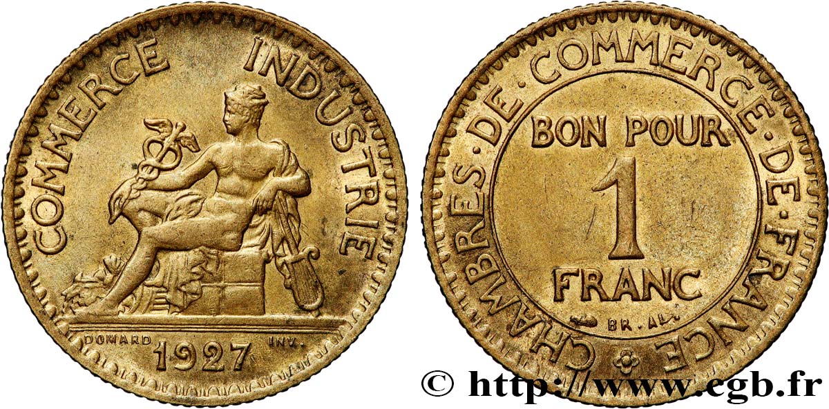 1 franc Chambres de Commerce 1927 Paris F.218/9 AU 