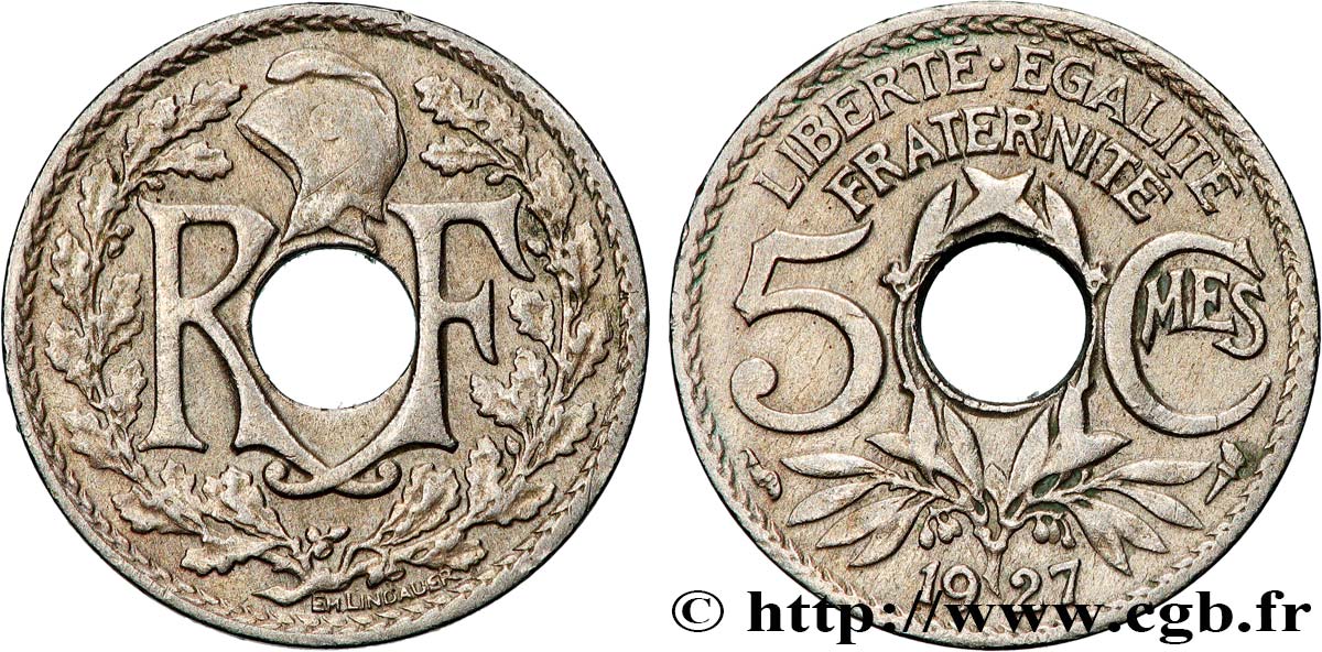 5 centimes Lindauer, petit module 1927 Paris F.122/12 MBC 