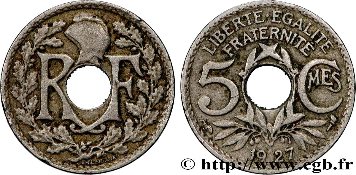 5 centimes Lindauer, petit module 1927 Paris F.122/12 BC 