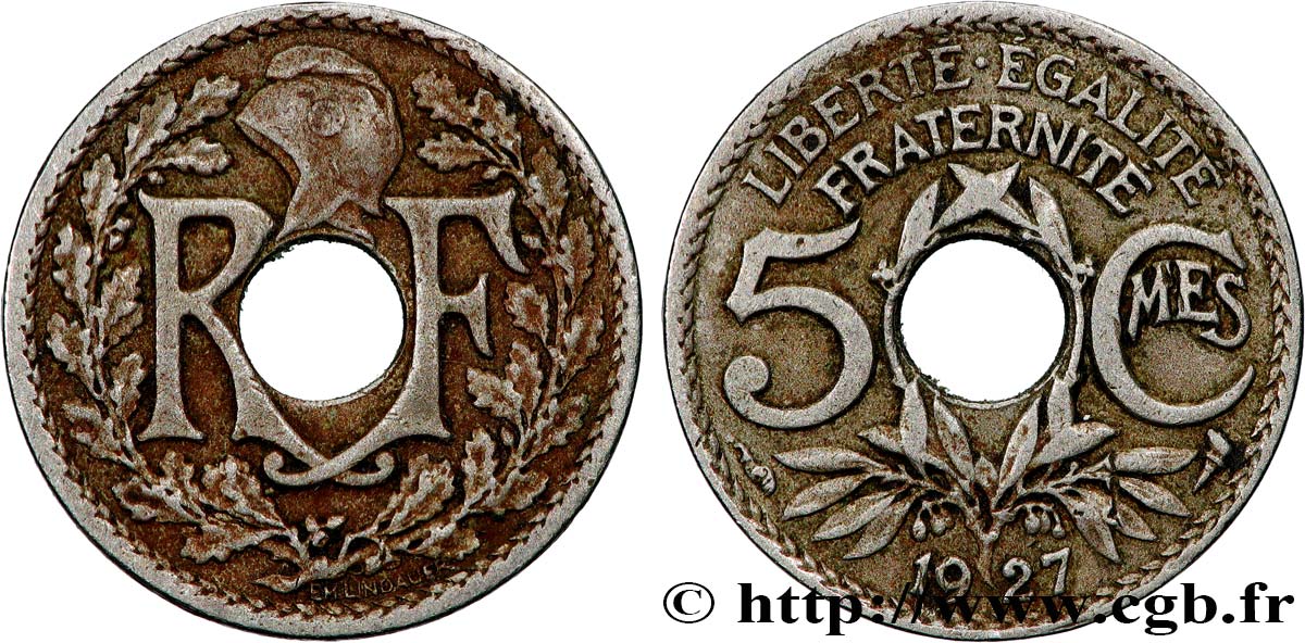 5 centimes Lindauer, petit module 1927 Paris F.122/12 BC 