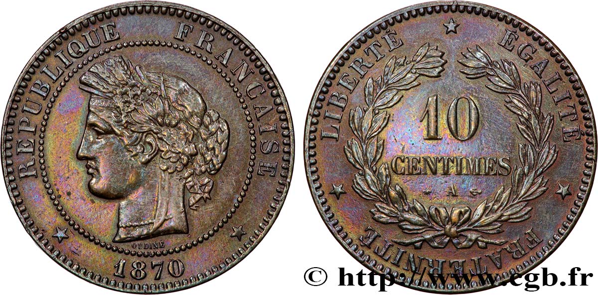 10 centimes Cérès 1870 Paris F.135/3 SS 