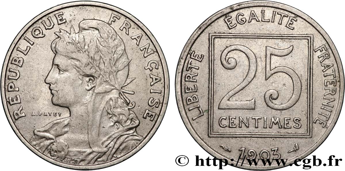 25 centimes Patey, 1er type 1903  F.168/3 BC 