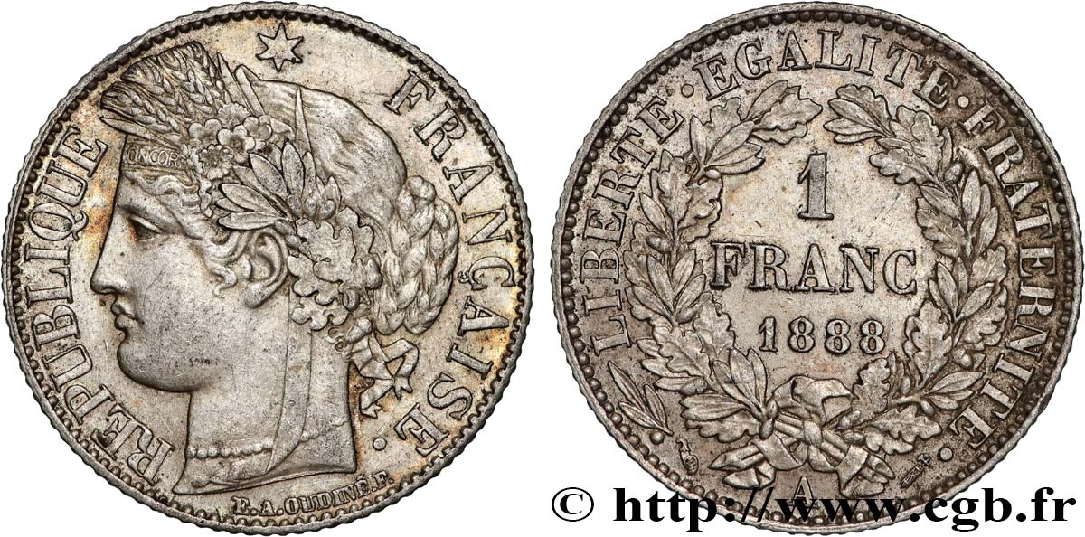 1 franc Cérès, IIIe République 1888 Paris F.216/10 SUP 