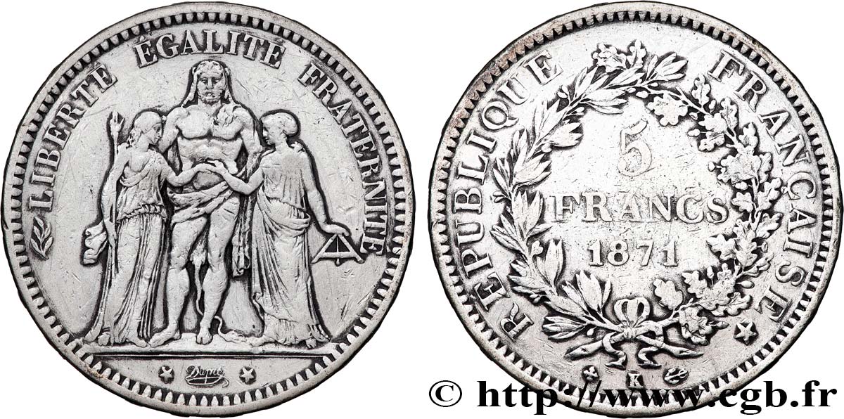 5 francs Hercule 1871 Bordeaux F.334/5 S 