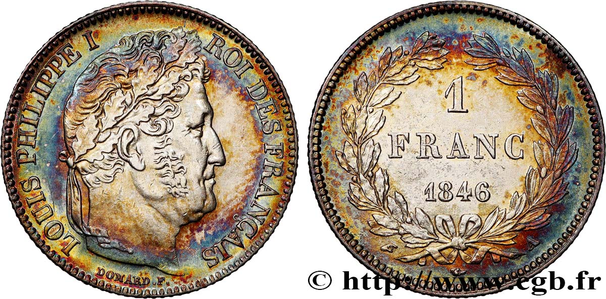 1 franc Louis-Philippe, couronne de chêne 1846 Paris F.210/105 AU 