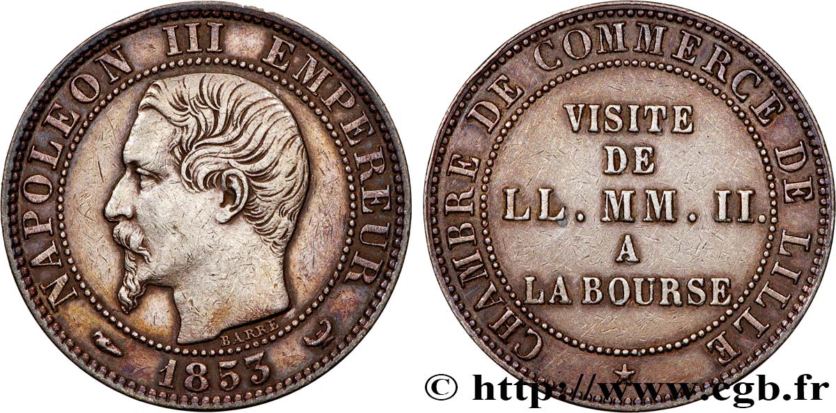 Module cinq centimes argent, visite impériale à Lille les 23 et 24 septembre 1853 Lille VG.3368  TTB 