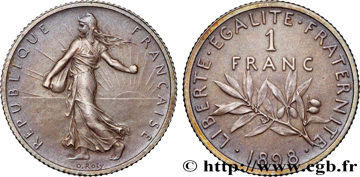 1 franc Semeuse, flan mat, vieil argent 1898 Paris F.217/2 EBC62 