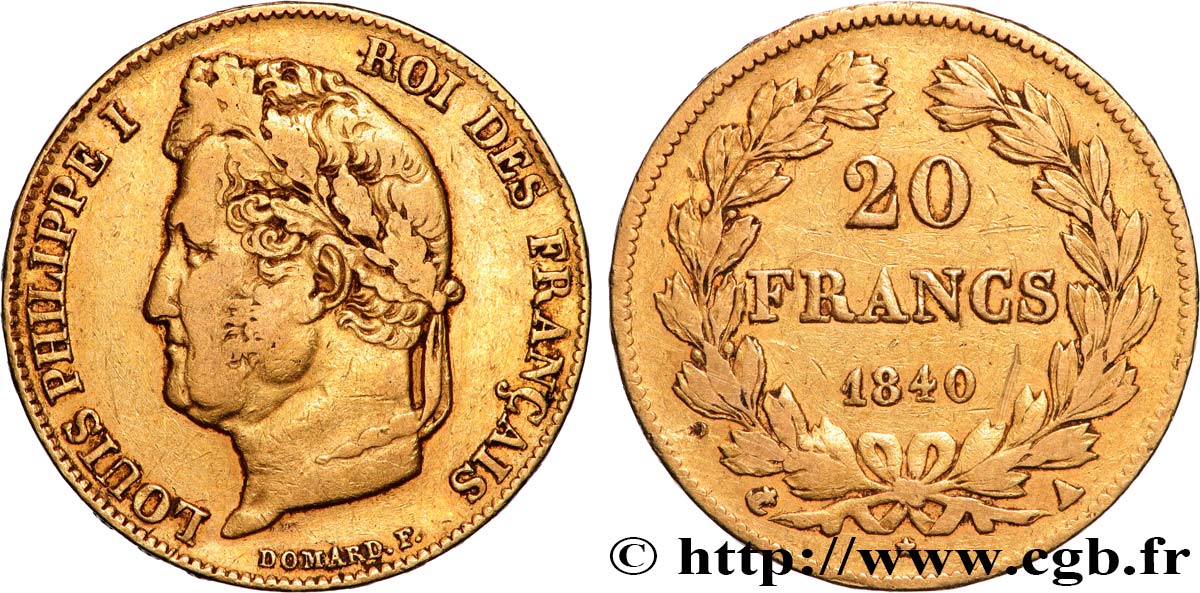 20 francs or Louis-Philippe, Domard 1840 Paris F.527/22 TB+ 