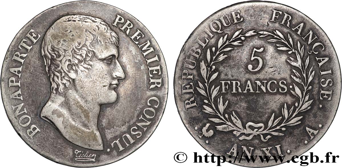 5 francs Bonaparte Premier Consul 1803 Paris F.301/1 TB+ 