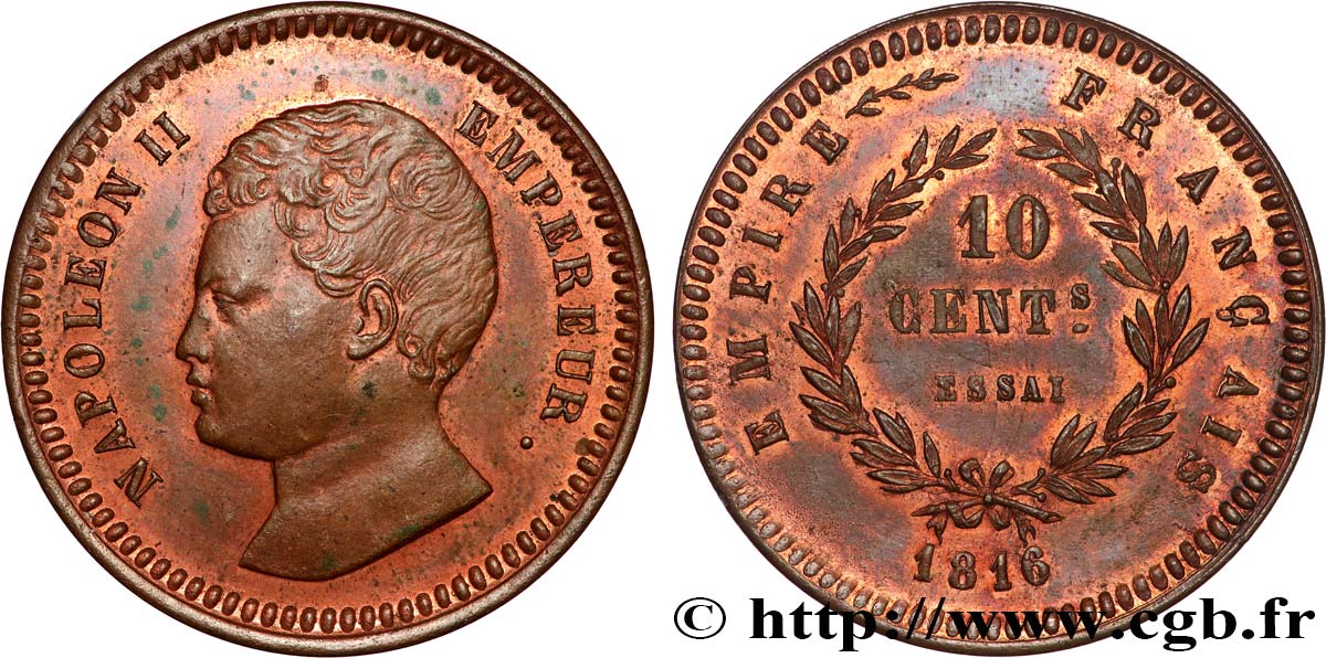Essai de 10 centimes en bronze 1816   VG.2412  SPL 