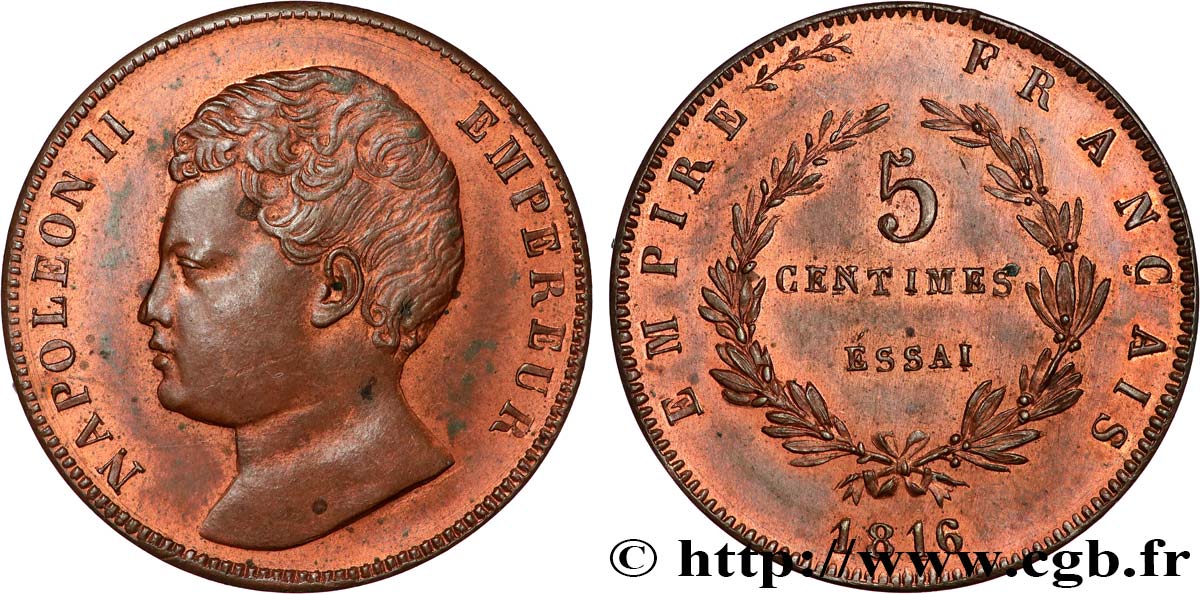Essai de 5 centimes en bronze 1816  VG.2413  SPL63 