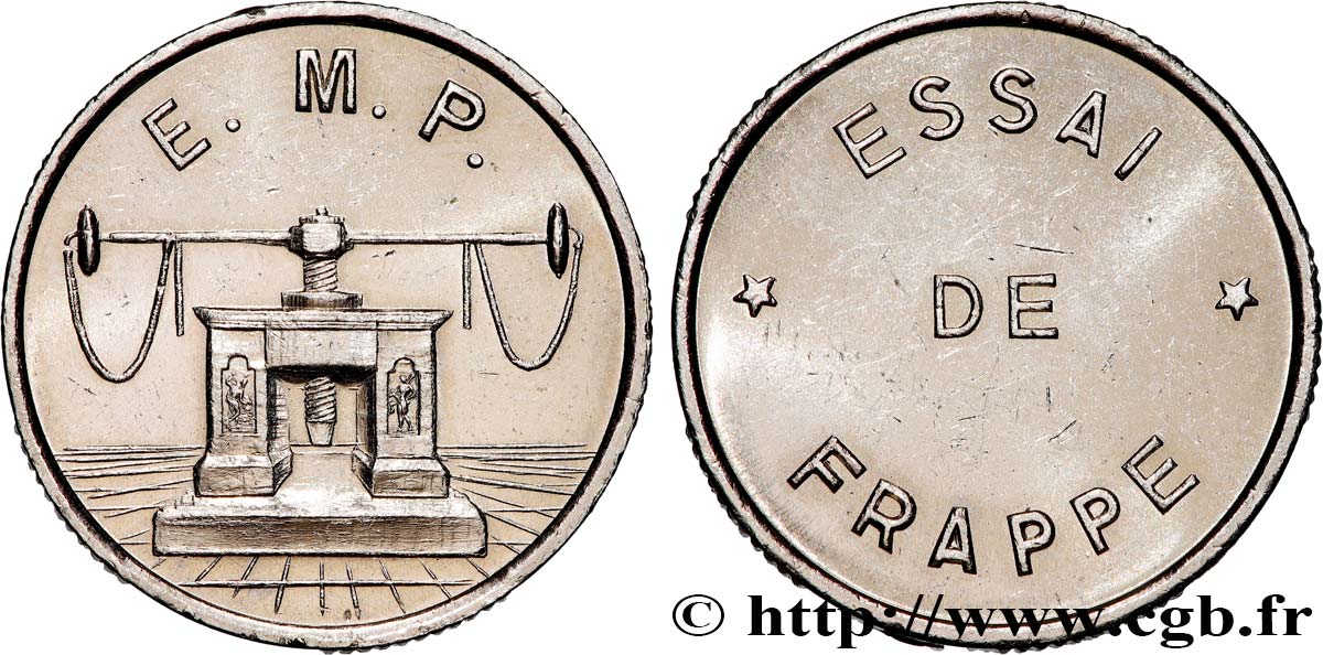 Essai de frappe de 10 francs Jimenez, grand module, cinq séries de cannelures n.d. Pessac GEM.194 6 SPL+ 