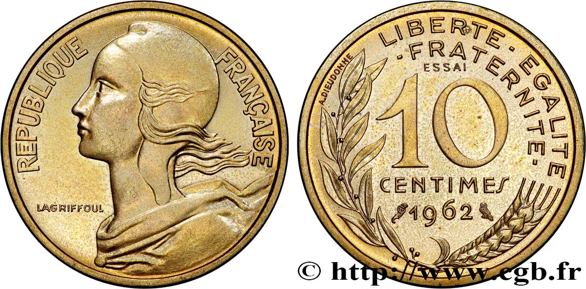 Essai de 10 centimes Marianne 1962 Paris F.144/1 MS 