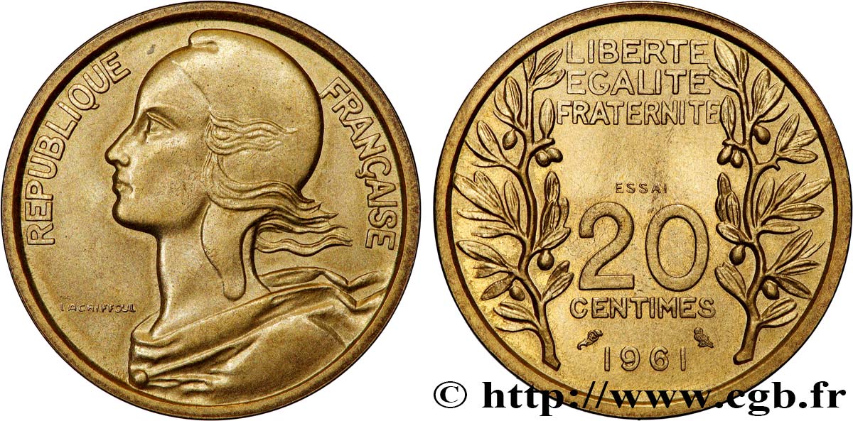 Essai du concours de 20 centimes par Lagriffoul 1961 Paris GEM.55 10 MS 