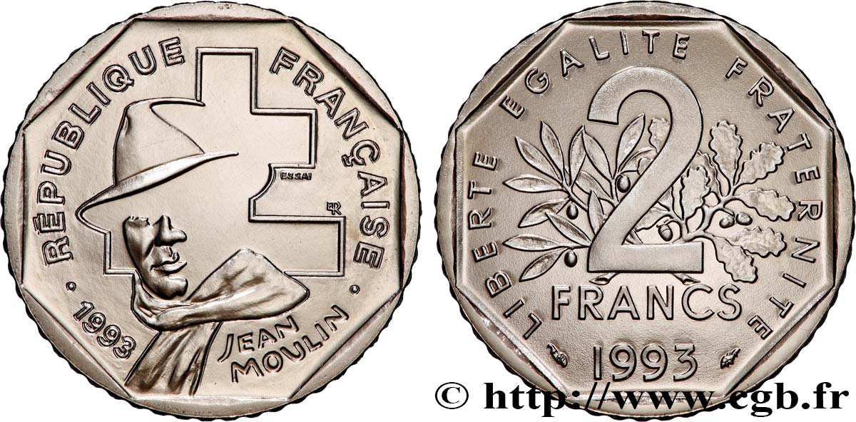 Essai de 2 francs Jean Moulin 1993  F.273/1 ST 