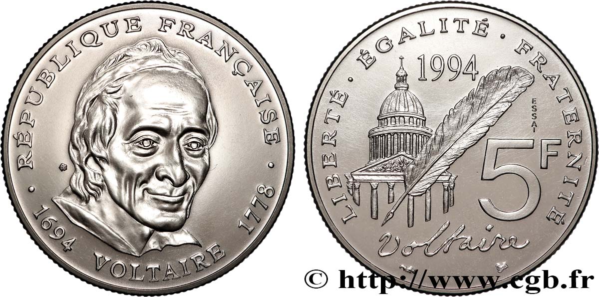 Essai de 5 francs Voltaire 1994 Pessac F.344/1 ST 