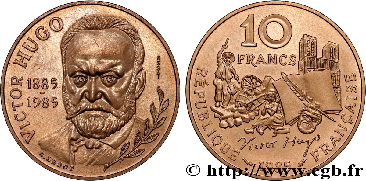 Essai de 10 francs Victor Hugo, tranche B 1985 Pessac F.370/1 fST63 