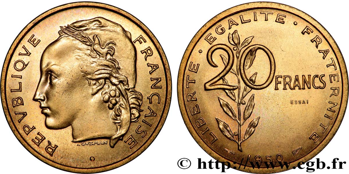 Essai du concours de 20 francs par Guzman 1950 Paris GEM.207 2 ST65 