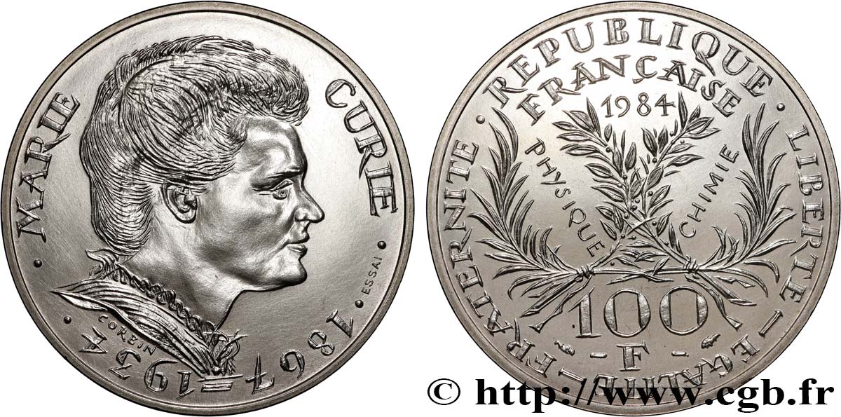 Essai de 100 francs Marie Curie 1984 Pessac F.452/1 MS 