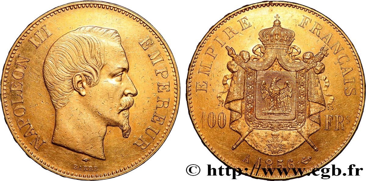 100 francs or Napoléon III, tête nue 1856 Paris F.550/3 AU 