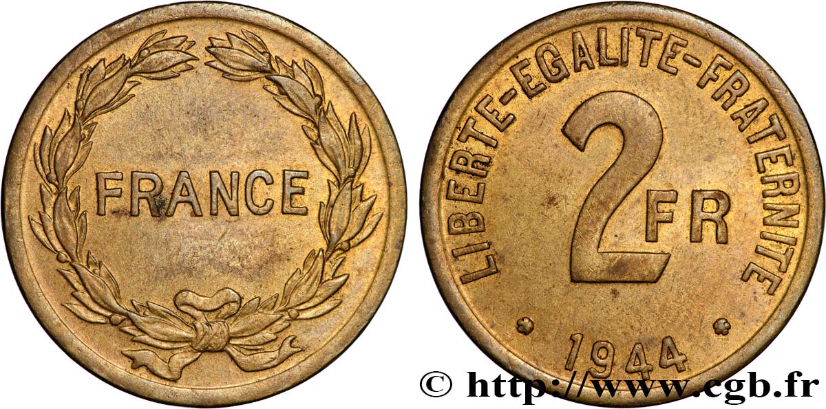 2 francs France 1944  F.271/1 XF 