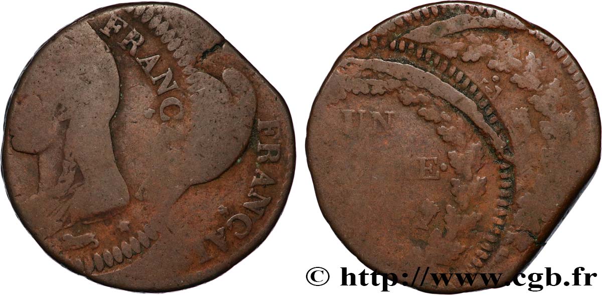 Un décime Dupré, grand module, Fauté Double Frappe 1797 Paris F.129/1 var. B 