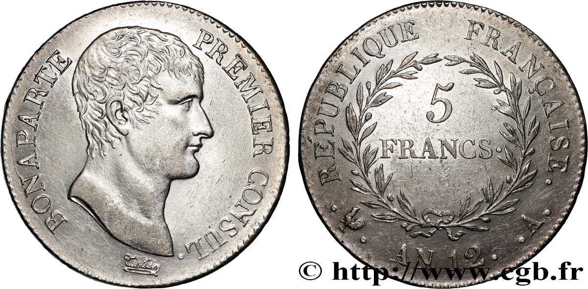 5 francs Bonaparte Premier Consul 1804 Paris F.301/9 EBC 