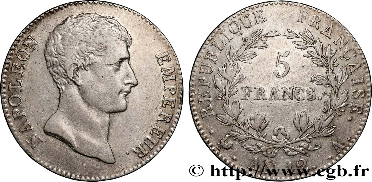 5 francs Napoléon Empereur, type intermédiaire 1804 Paris F.302/1 TTB40 