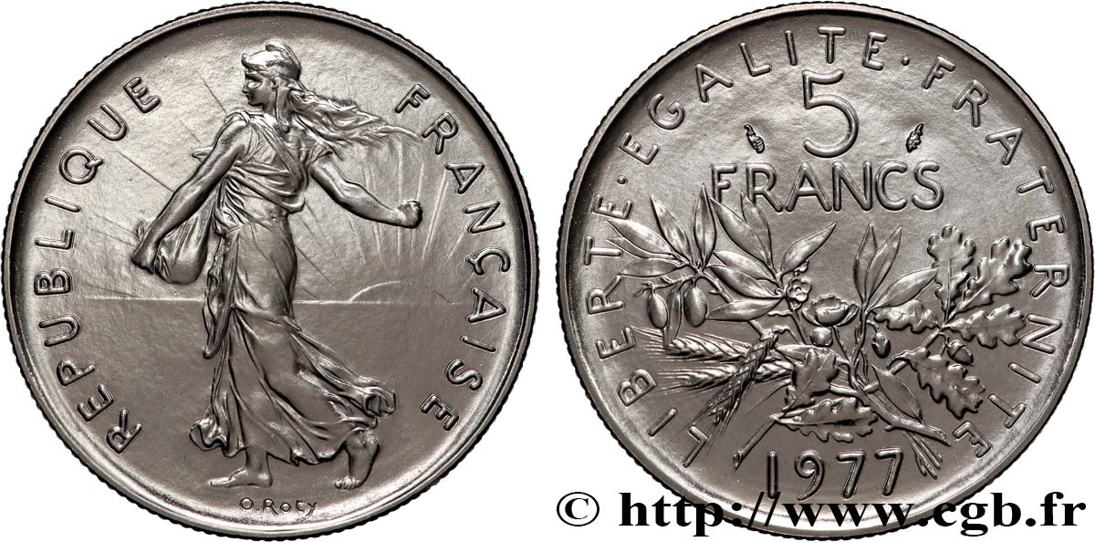 5 francs Semeuse, nickel 1977 Pessac F.341/9 ST 