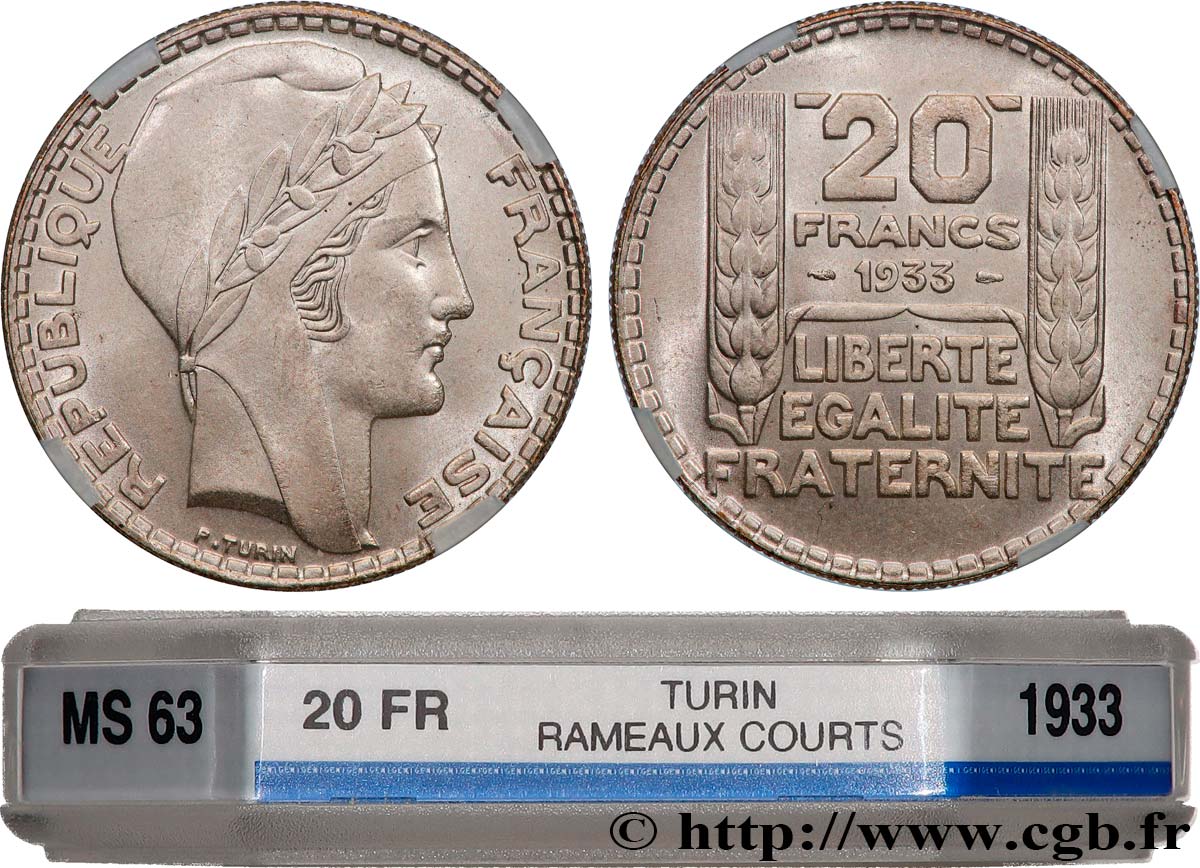 20 francs Turin, rameaux courts 1933  F.400/4 SC63 GENI