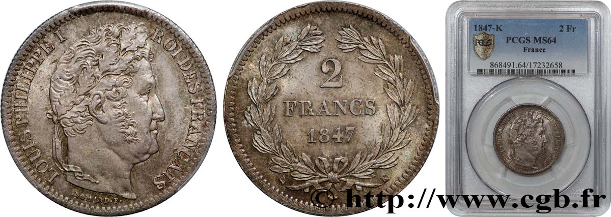 2 francs Louis-Philippe 1847 Bordeaux F.260/114 fST64 PCGS
