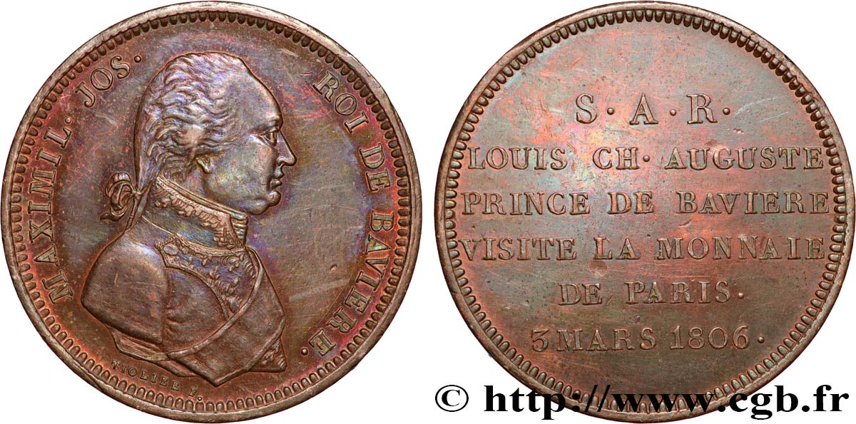 Monnaie de visite, module de 2 francs, pour Maximilien de Bavière 1806  VG.1505  BB 