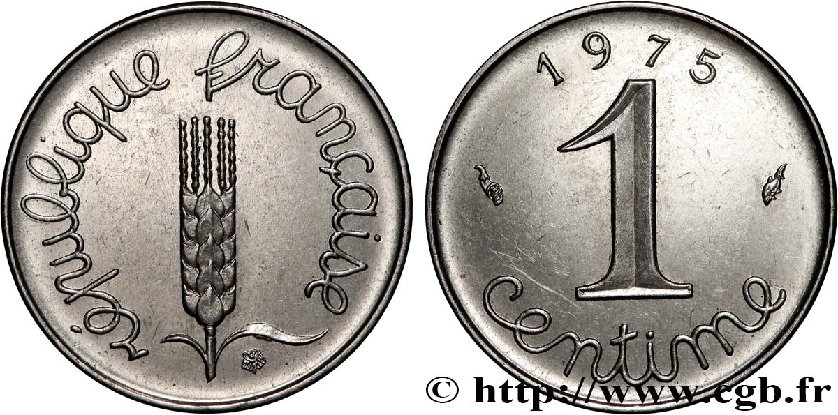 1 centime Épi, avec rebord 1975 Pessac F.106/28 VZ+ 