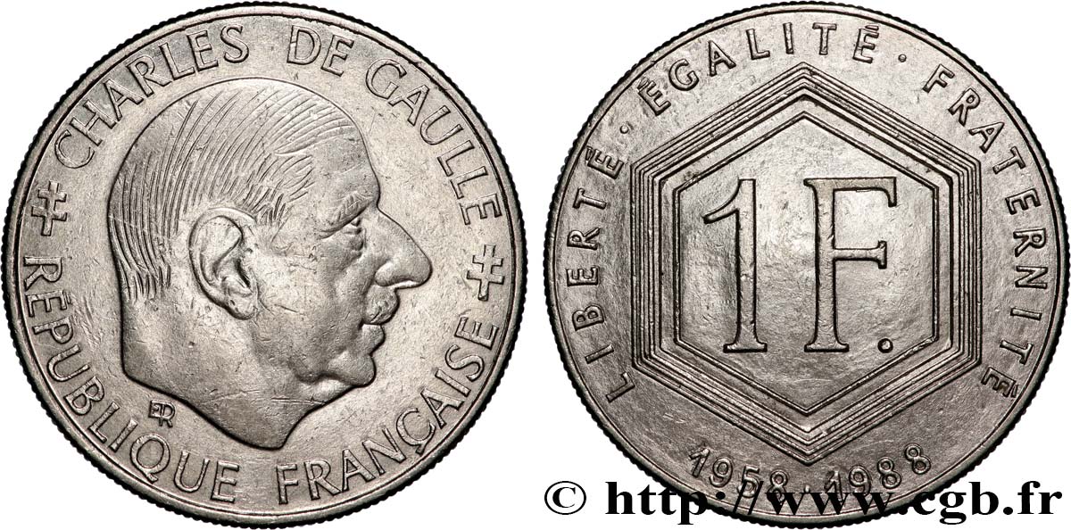 1 franc De Gaulle, sans différents 1988  F.227/3 AU 