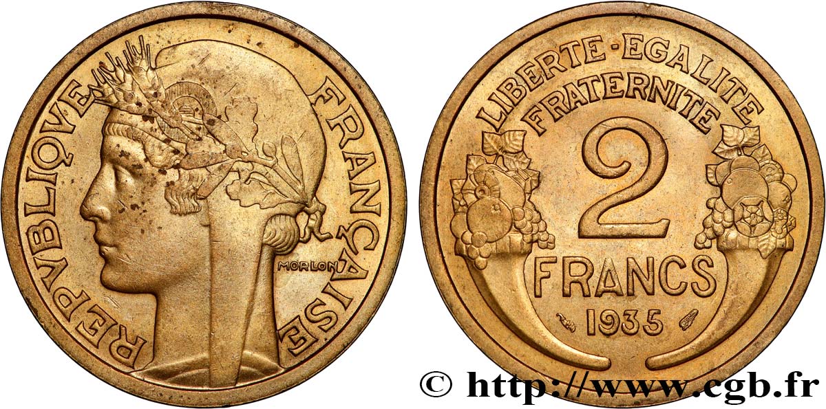 2 francs Morlon 1935  F.268/8 MS60 