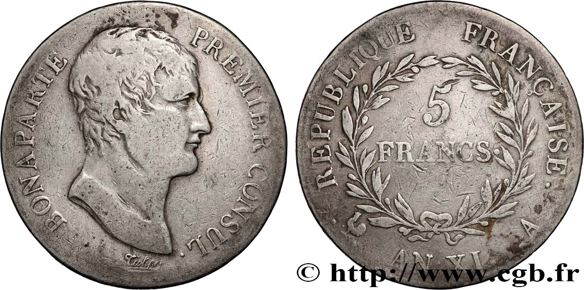 5 francs Bonaparte Premier Consul 1803 Paris F.301/1 MB 