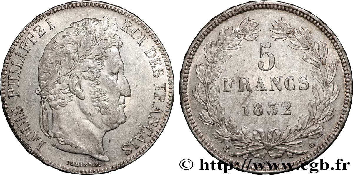 5 francs IIe type Domard 1832 Paris F.324/1 EBC 